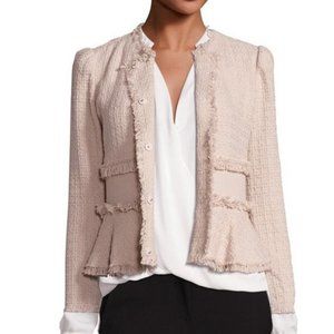 NWT Rebecca Taylor Women's Peplum Tweed Jacket Sz 6 S Blush Pink $450